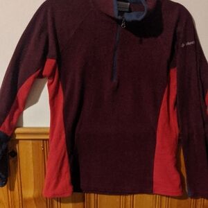 Women's Burgundy and Red Zip Up Sweater
